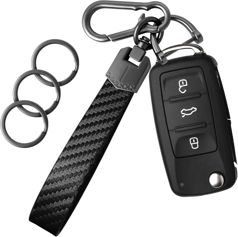 OHKYOOT Store Leather Car Keychain,Carabiner Clip Key Fob Keychain for Home Car Keys Women Men - Image 1